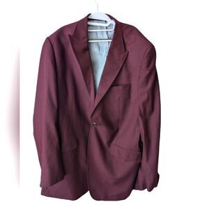 Sergio Valentino Burgundy Maroon Blazer Suit Jacket Size 48L